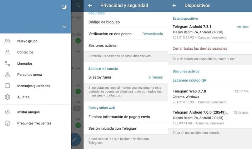 eliminar el telegrama de los parámetros de la aplicación